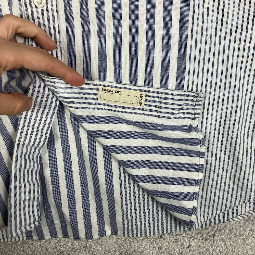 JCrew Broken-In Oxford Shirt Men's Large Blue White Stripe Slim Fit Button Down - Picture 5 of 14